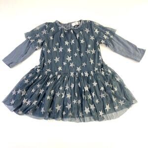 Stella McCartney Tulle Star Dress Blue Silver Long Sleeve Girls Size 18 Months